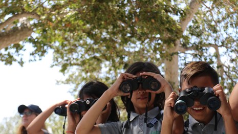 Kids Exploring with Binoculars 